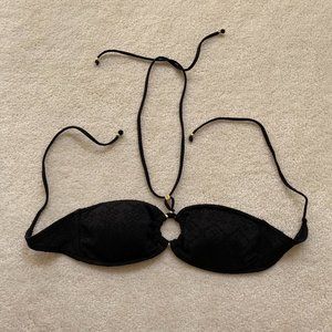 Black Strapless Bikini Top with Halter Strap